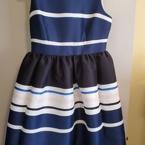Kate Spade Navy and White Striped Midi Dress
